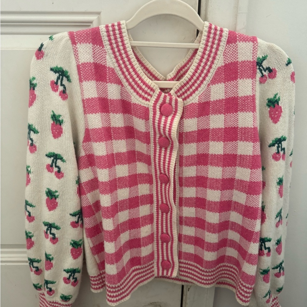 Loveshackfancy Keoni Strawberry Cardigan